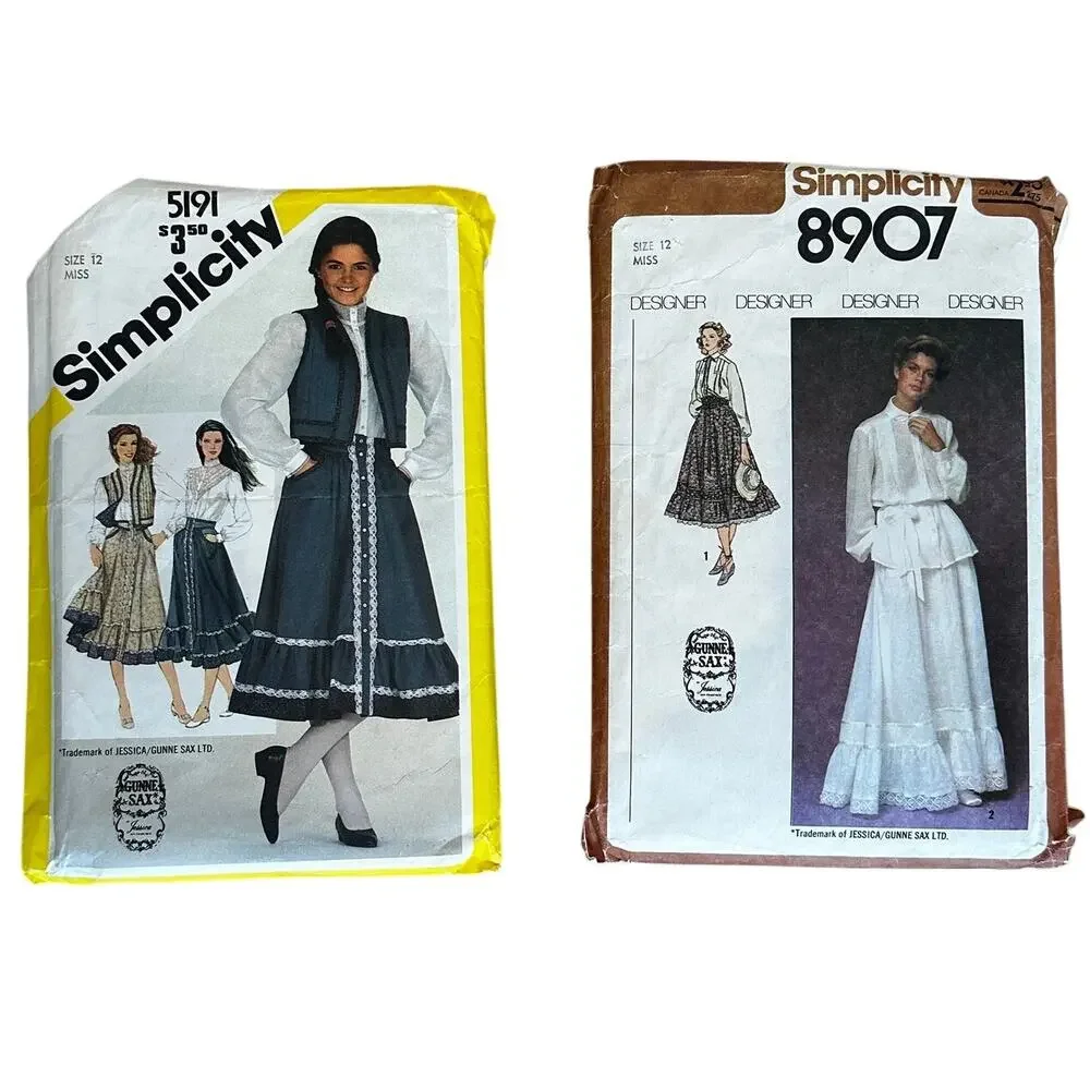 Gunne Sax Top Skirt Set Pattern Midi Maxi Skirt Two Patterns Vintage 80s RARE